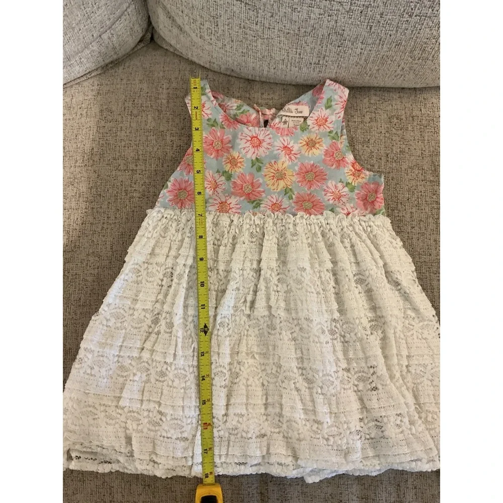 Matilda Jane Girls Floral Lace Tiered Ruffle Dress Blue Pink White Size 2 D17191